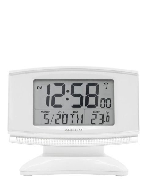 Acctim Integra 2 Radio Controlled Smartlite Digital Alarm Clock, White - image 1