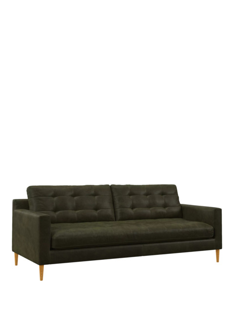 John Lewis Draper II Large 3 Seater Leather Sofa, Light Leg - image 1