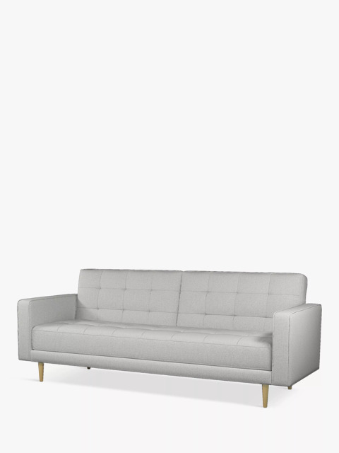 John Lewis Quilted Large 3 Seater Sofa Bed, Light Leg, Cobble Grey - image 1