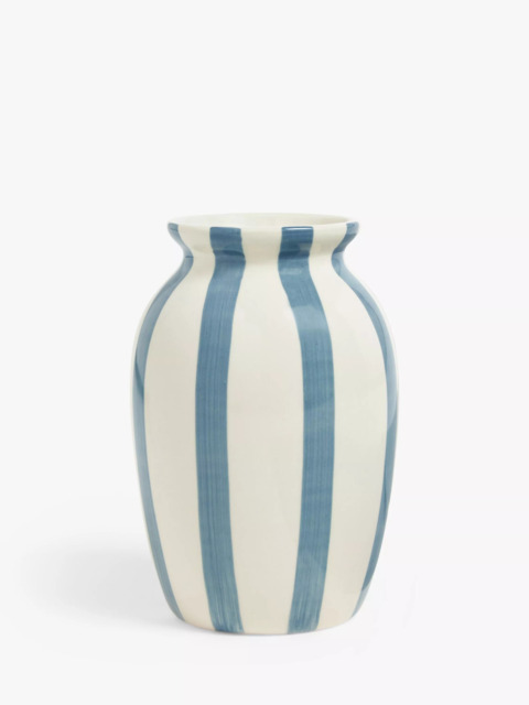 John Lewis Hand Painted Striped Stoneware Vase, H18cm - image 1