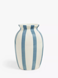 John Lewis Hand Painted Striped Stoneware Vase, H18cm - thumbnail 1