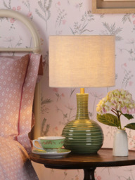Laura Ashley Padley Glazed Ceramic Base Table Lamp, Green - thumbnail 1