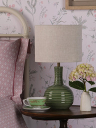 Laura Ashley Padley Glazed Ceramic Base Table Lamp, Green - thumbnail 2
