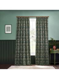 Morris & Co. Strawberry Thief Lined Pencil Pleat Curtains, Forest Green - thumbnail 5