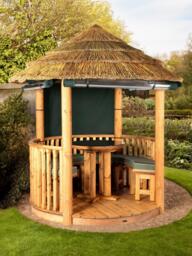Breeze House Oasis Classic Cape Reed Thatch Roof Circular Gazebo, FSC-Certified (Scandinavian Redwood) - thumbnail 2