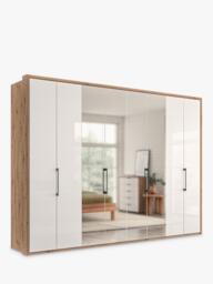 John Lewis Osaka 3m Bi-Fold Wardrobe with 4 Glass Doors & 4 Mirrored Doors