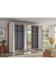 John Lewis Osaka 3m Bi-Fold Wardrobe with 4 Glass Doors & 4 Mirrored Doors - thumbnail 3
