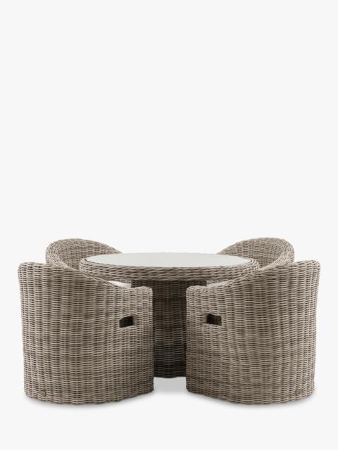 Gallery Direct Ragusa Rattan 4-Seater Round Garden Dining Table & Chairs Set, Grey - image 1