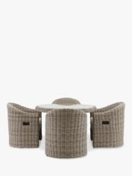 Gallery Direct Ragusa Rattan 4-Seater Round Garden Dining Table & Chairs Set, Grey - thumbnail 2