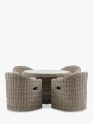 Gallery Direct Ragusa Rattan 4-Seater Round Garden Dining Table & Chairs Set, Grey - thumbnail 1