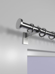 John Lewis Made to Order Select Curtain Pole with Rings and Disc Finial, Wall Fix, Dia.25mm - thumbnail 2
