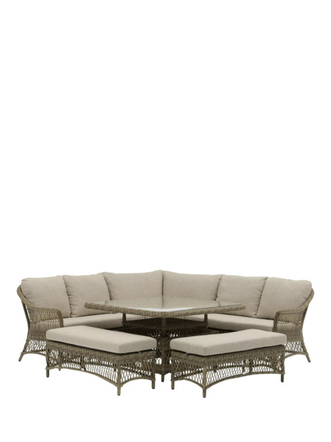 Bramblecrest RHS Rosemoor 8-Seater Corner Sofa & Square Garden Table Lounge Set, Latte - image 1