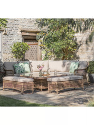 Bramblecrest RHS Rosemoor 8-Seater Corner Sofa & Square Garden Table Lounge Set, Latte - thumbnail 4