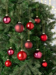 John Lewis Glass Christmas Tree Baubles, Box of 42, Red - thumbnail 2