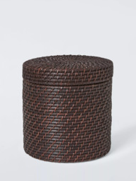 John Lewis Lidded Rattan Storage Basket, Cacao Washed