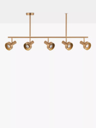 John Lewis Leighton Bar 5 Arm Ceiling Light, Warm Antique Brass - thumbnail 2