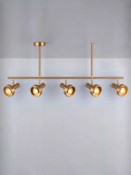 John Lewis Leighton Bar 5 Arm Ceiling Light, Warm Antique Brass - thumbnail 1