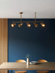 John Lewis Leighton Bar 5 Arm Ceiling Light, Warm Antique Brass - thumbnail 6