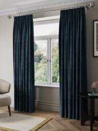 John Lewis Matte Velvet Pair Blackout Lined Pencil Pleat Curtains - thumbnail 3