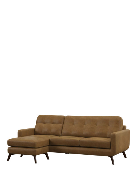John Lewis Barbican LHF Chaise Leather Sofa, Dark Leg - image 1