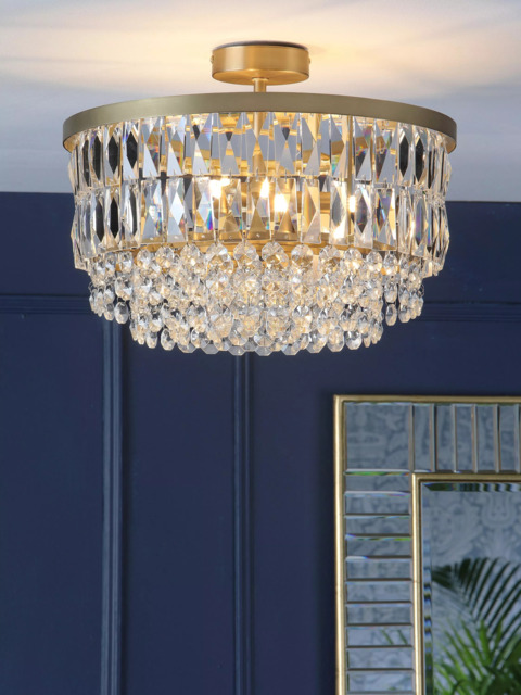 Laura Ashley Rhosill Semi Flush Ceiling Light, Antique Brass - image 1