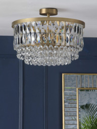 Laura Ashley Rhosill Semi Flush Ceiling Light, Antique Brass - thumbnail 2