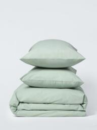 John Lewis Crisp & Fresh Cotton Rich 200 Thread Count Duvet Cover Set, Green Light - thumbnail 5