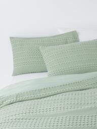John Lewis Large Waffle Stripe Duvet Cover Set, Green