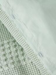 John Lewis Large Waffle Stripe Duvet Cover Set, Green - thumbnail 2