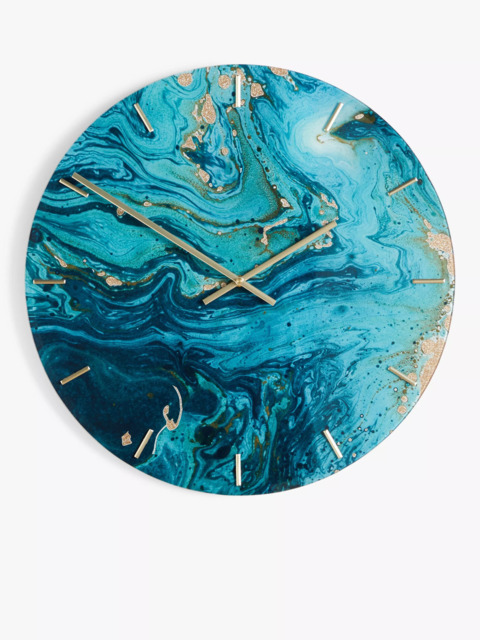 John Lewis Marble-Effect Glass Analogue Wall Clock, 50cm, Blue - image 1