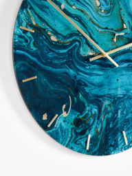 John Lewis Marble-Effect Glass Analogue Wall Clock, 50cm, Blue - thumbnail 2