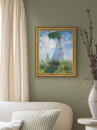 Brookpace Lascelles Claude Monet 'Woman with a Parasol - Madame Monet & Her Son' Framed Canvas Print, 34 x 29cm, Blue/Green - thumbnail 2