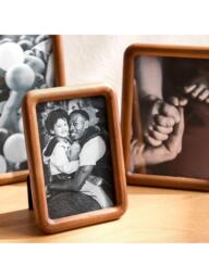 West Elm Modern Rounded Wooden Tabletop Photo Frame, Dark Ash - thumbnail 4