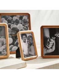 West Elm Modern Rounded Wooden Tabletop Photo Frame, Dark Ash - thumbnail 6