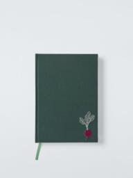John Lewis X Deliciously Ella A5 Embroidered Cover Notebook, Green - thumbnail 1