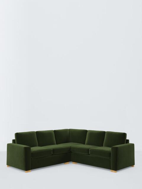 John Lewis Oliver II 5 Seater Corner Sofa, Light Leg, Plush Velvet Green - image 1