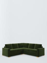John Lewis Oliver II 5 Seater Corner Sofa, Light Leg, Plush Velvet Green - thumbnail 1