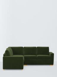 John Lewis Oliver II 5 Seater Corner Sofa, Light Leg, Plush Velvet Green - thumbnail 3