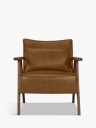 John Lewis Hendricks Leather Armchair, Dark Wood Frame