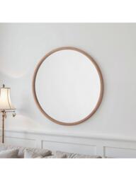 Yearn Beauf Round Oak Wood Frame Wall Mirror - thumbnail 6