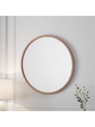 Yearn Beauf Round Oak Wood Frame Wall Mirror - thumbnail 4