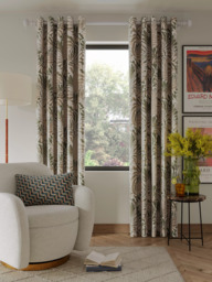 John Lewis Caladium Leaf Weave Pair Lined Eyelet Curtains, Avocado - thumbnail 2