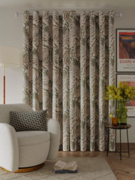John Lewis Caladium Leaf Weave Pair Lined Eyelet Curtains, Avocado - thumbnail 4