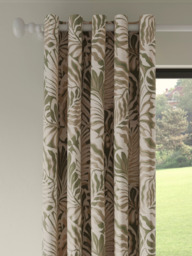 John Lewis Caladium Leaf Weave Pair Lined Eyelet Curtains, Avocado