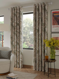 John Lewis Caladium Leaf Weave Pair Lined Eyelet Curtains, Avocado - thumbnail 3
