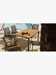 Barlow Tyrie Aura 6-Seater Teak Wood Garden Dining Table & Chairs Set, Charcoal/Natural - thumbnail 6
