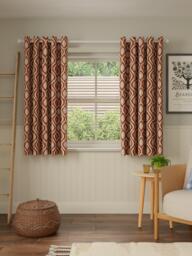 John Lewis Trellis Weave Pair Lined Eyelet Curtains, Bluestone - thumbnail 5