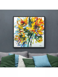 John Lewis Anna Cher 'Sunlight Dance' Framed Canvas Print, 86 x 86cm, Blue/Orange - thumbnail 2