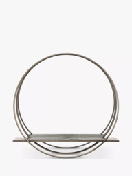 Gallery Direct Clanton Round Metal Wall Mirror & Shelf, Black - thumbnail 1