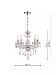 Laura Ashley Harriet Crystal 5 Arm Chandelier Ceiling Light, Clear - thumbnail 4